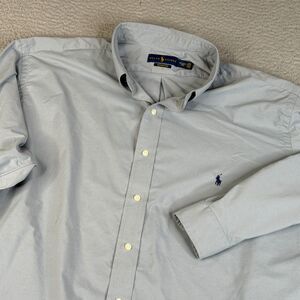 POLO RALPH LAUREN Shirt Mens 2LT TALL Gray Performance Button Blue Pony